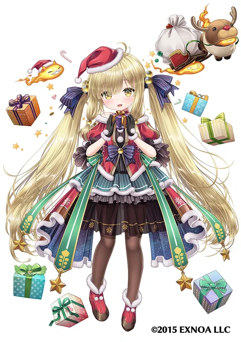 【告知】「フラワーナイトガール」にて、「コオニタビラコ」のクリスマスなスキンを描かせて頂いております。どうぞよろしくお願いします。 #花騎士 #フラワーナイトガール 