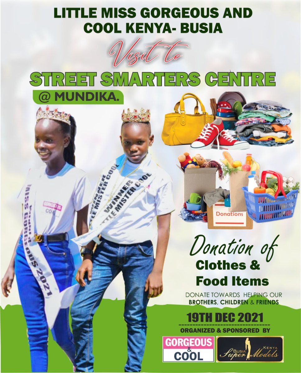 BusiaKenyaSupe1's tweet photo. On Sunday of 19th December, We head to Street Smarters Centre in Mundika Courtesy of Little Miss Gorgeous and Little Mr Cool Busia and @BusiaKenyaSupe1
We advocate humanity and Purpose Beauty in Modelling industry.....
To the Parents, God Bless You
 We give because We Love.. https://t.co/9oiPj75E3w