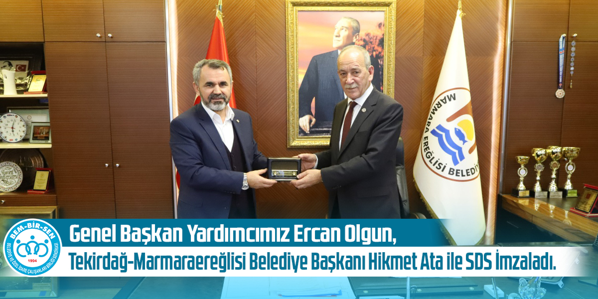 Bem_Bir_Sen's tweet photo. Genel Başkan Yardımcımız Ercan Olgun, 

Tekirdağ-Marmaraereğlisi Belediye Başkanı Hikmet Ata ile SDS İmzaladı. 

Hayırlı ve Bereketli Olsun

Detaylar⤵️
https://t.co/vB0if0IPtf https://t.co/D7VDmjI0pJ