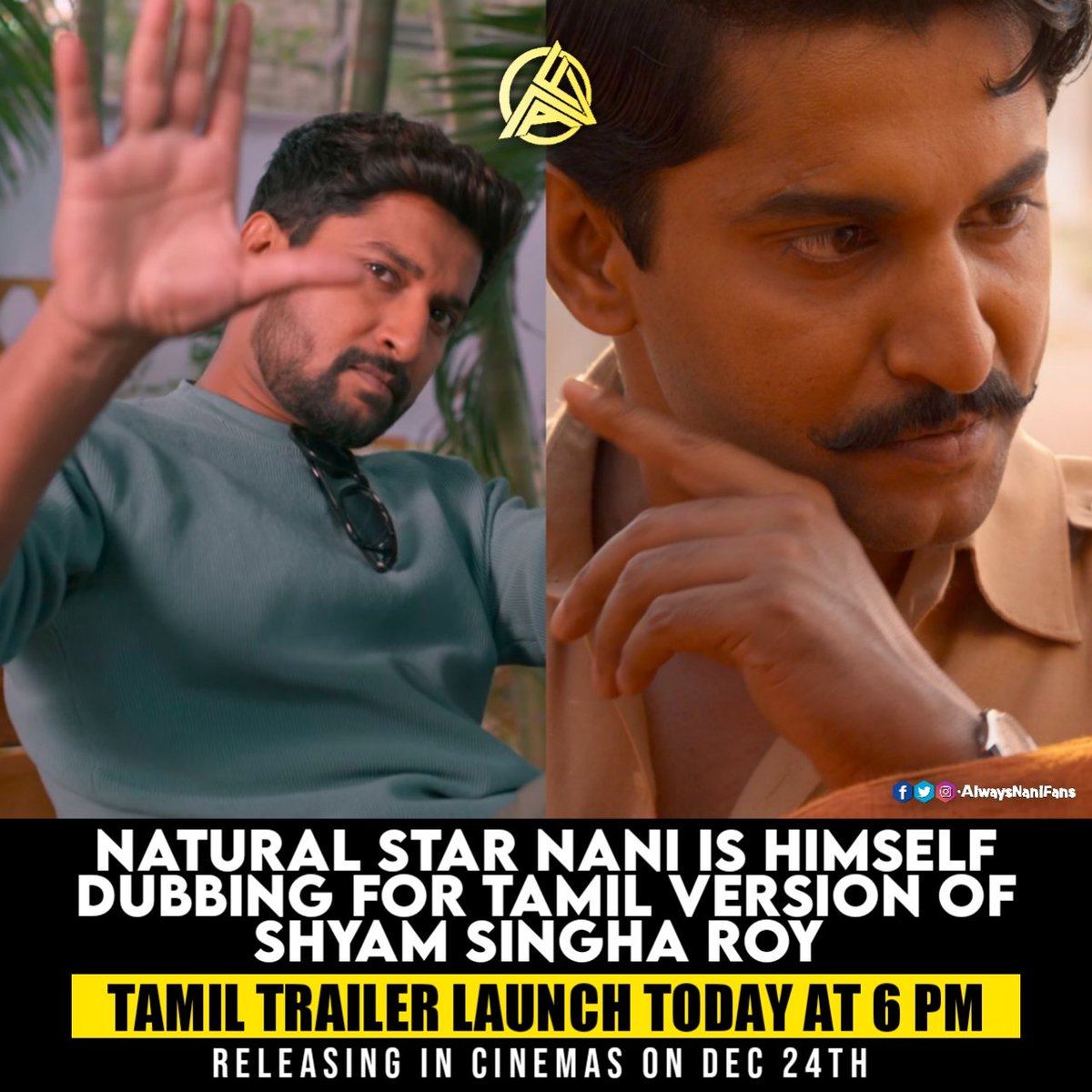 AlwaysNaniFans's tweet photo. Can't wait to #SSRTrailer Tamil version 🤩🤩  Coming today 6PM ⏳

@NameisNani @Sai_Pallavi92 @Rahul_Sankrityn @NiharikaEnt #ShyamSinghRoy #SSRonDEC24th https://t.co/33VNzdRfjY
