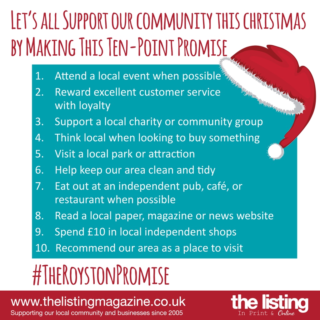 TheListing's tweet image. Let's all support our community this Christmas by making this ten-point promise ❤️

#TheRoystonPromise #ChristmasInRoyston #ThinkLocalShopLocal #SupportLocal #ThinkLocal #KeepItLocal #Royston  #TheListing #TradeLocal #TheCommunityIsPartOfUs #StayInTouch ❤️