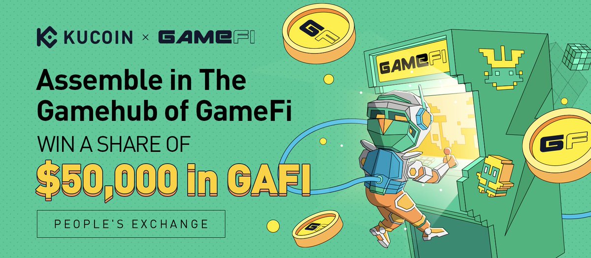 🙌 #GameFi Lovers Assemble! Join and win a share of $50,000 in $GAFI with <a href="/kucoincom/">KuCoin</a> event now 🤑

⏰Time: 12:00 pm UTC, Dec 16 - 12:00 pm UTC, Dec 23
💰 Trade GAFI/USDT: trade.kucoin.com/trade/GAFI-USDT

See guidelines here🔻
kucoin.com/news/en-assemb…