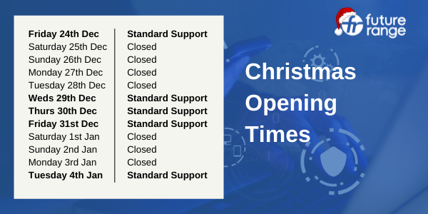 Futurerange1's tweet photo. Almost there! Some info below about our opening times over the festive season. #christmas2021 #openingtimes https://t.co/te1yKQADtq