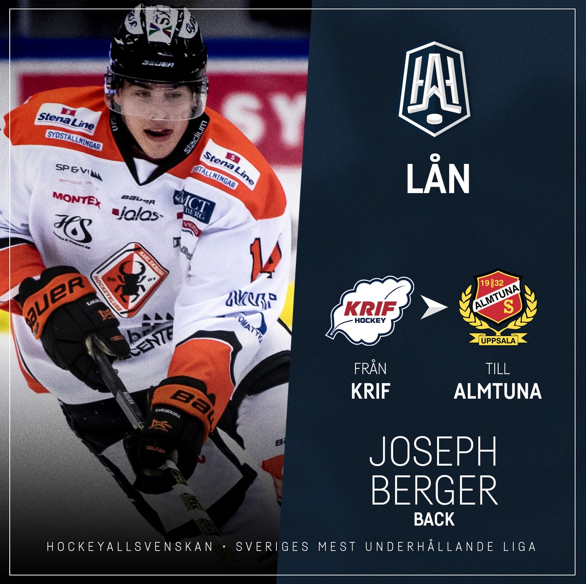 hockeyallsvensk's tweet photo. Talangen på landslagsläger - nu lånar @Almtuna_1932 in back från HockeyEttan för att täcka upp: https://t.co/glr7yNHKNB
#twittpuck #hockeyallsvenskan #sverigesmestunderhållandeliga https://t.co/9YdMnFO3vM