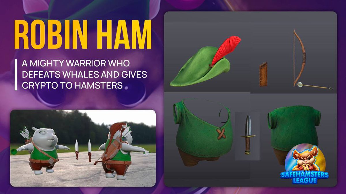 LeagueHamsters's tweet photo. 🐹Robin Ham, he takes from the bad guys and gives it to those in need. A true hero.

Stats:
20-40% dodge chance
10-20% reflect chance
15-30% damage bonus (for being unique)

💰Get your $SEED bags filled and #HODL on for the #PlayToEarn update!

#NFTgame #Metaverse #SHL #altcoins https://t.co/72UMNkbKCW