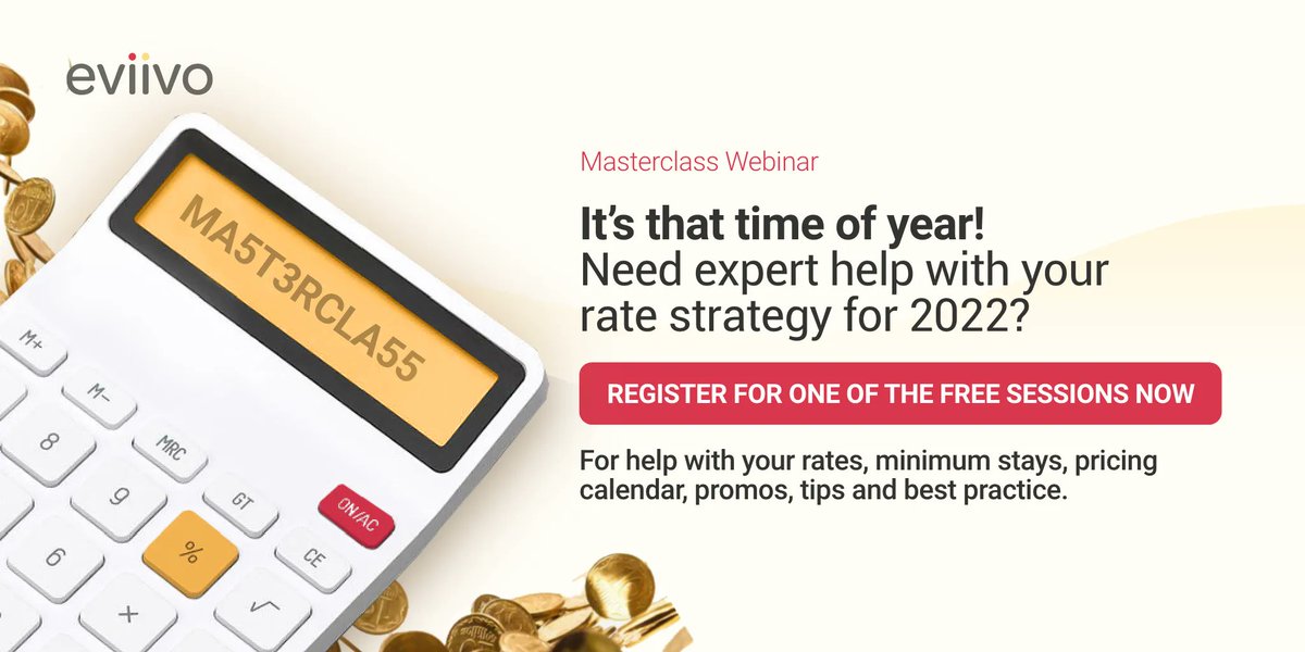 eviivo's tweet photo. Now is the perfect time to take a look at your prices, and make adjustments ready for January when guests are expected to book trips for 2022.

Our eviivo customer Masterclass webinars will help you with this, so be sure to book your free place here https://t.co/Jd1I9AHffD . https://t.co/1CIBuKESpN