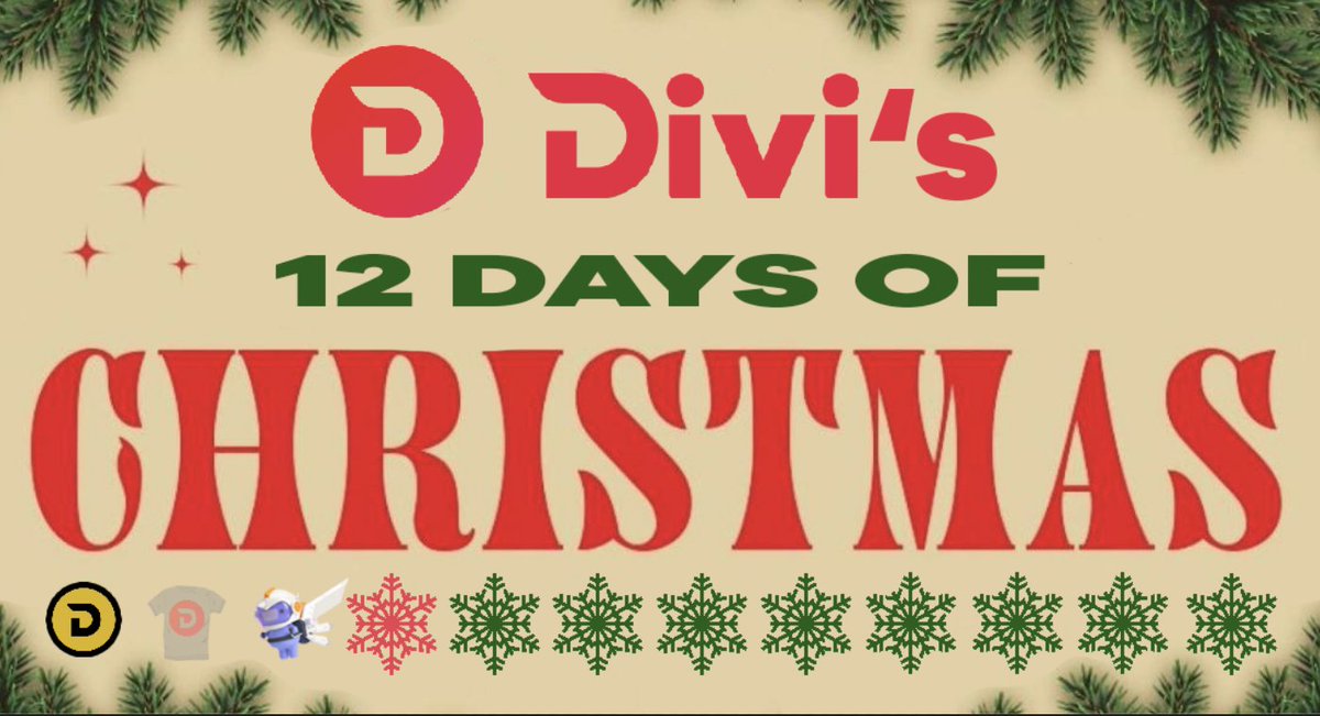 Divi Project (@diviproject) on Twitter photo It’s day 4 of our #12DaysOfChristmas #giveaway! 🎅
Today we're giving out 9x $Divi Sticker packs!
🎄Follow <a href="/DiviProject/">Divi Project</a> and @DiviWallet
🎄Like and Retweet this post
🎄 Tag 2+ friends and share your favorite $DIVI Gif 😎
Ends 12/16 23:59 PST It’s day 4 of our #12DaysOfChristmas #giveaway! 🎅
Today we're giving out 9x $Divi Sticker packs!
🎄Follow <a href="/DiviProject/">Divi Project</a> and @DiviWallet
🎄Like and Retweet this post
🎄 Tag 2+ friends and share your favorite $DIVI Gif 😎
Ends 12/16 23:59 PST