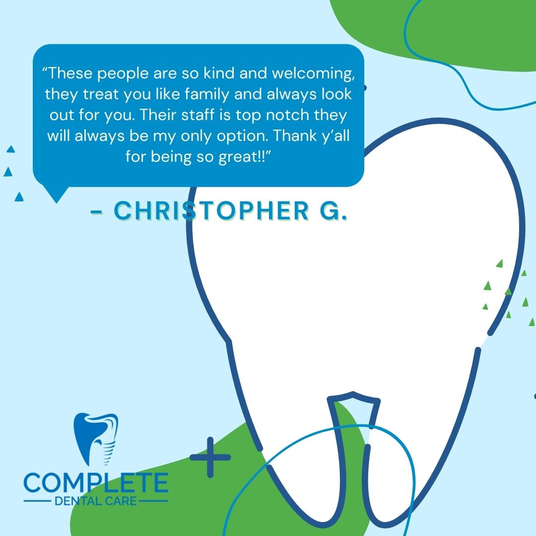 JacksonComplete's tweet image. “These people are so kind and welcoming, they treat you like family and always look out for you. Their staff is top-notch they will always be my only option. Thank y’all for being so great!!” - Christopher G.

#CustomReview #Dentist #DentalBenefits