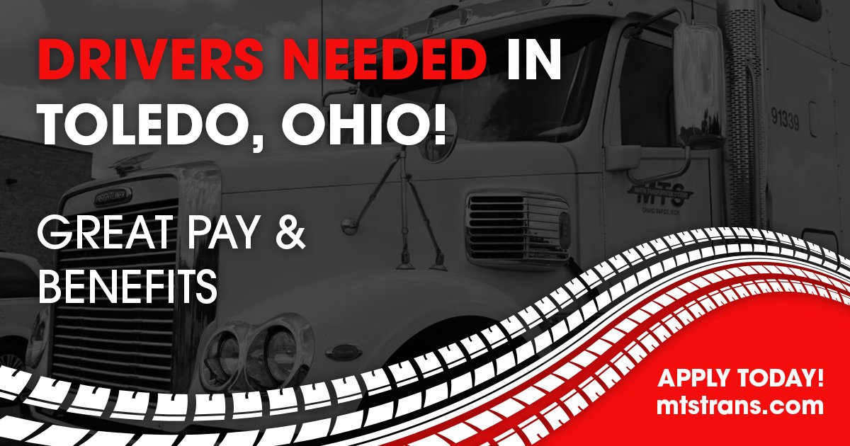 DRIVEforMTS's tweet photo. Drivers needed in Toledo, Ohio! Great pay and benefits. $1,500 sign-on bonus! $270 per day! #hiring #truckers #mts #jobs #toledo #driveforus #hiringdrivers
APPLY NOW: https://t.co/hUtU2ozhEH https://t.co/bhbGHjkGSs