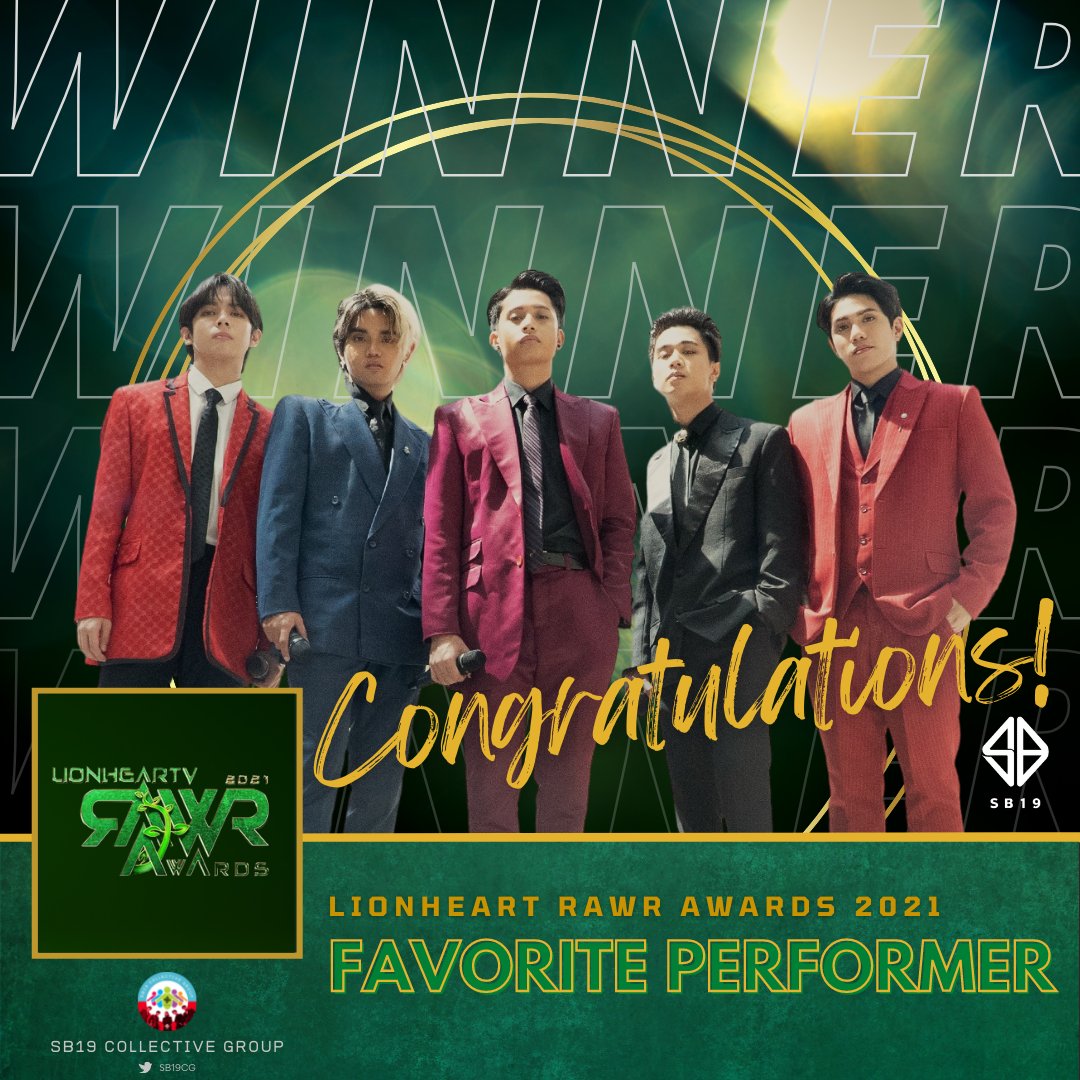 Congratulations! SB19 for Winning RAWR AWARDS 2021 FAVORITE PERFORMER

<a href="/SB19Official/">SB19 Official</a> #SB19
#SB19OZCinemaScreening
#SB19onRAWRAwards