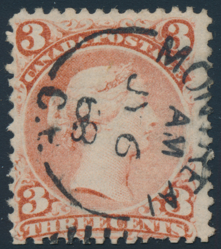 SparksAuctions's tweet photo. Coming in Auction 39 on January 27 2022: Lot 136, Canada 1868 three cent red Large Queen on laid paper with Montreal datestamp, Fine #BrokenCircle #LargeQueen #montreal https://t.co/XQN9zPw1R8 https://t.co/NECWRdcmvf