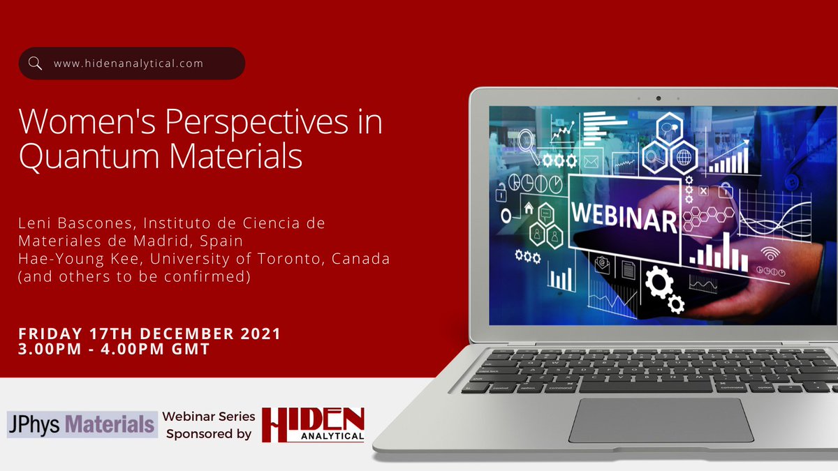 HidenAnalytical's tweet photo. Hiden Analytical are proud sponsors of the JPhys Materials Webinar “Women’s Perspectives in Quantum Materials”
Time: 3:00 p.m. – 4:00 p.m. GMT
Date: Friday 17th December, 2021.
Find out more: https://t.co/wO3o2WYv02
#quantum #quantumaterials #iop #jphysmaterials https://t.co/ijSeud0hbr