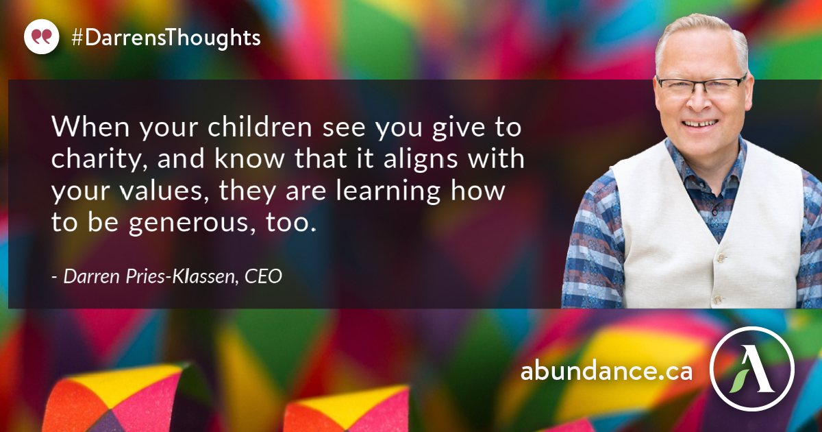 AbundanceCan's tweet photo. #DarrensThoughts
When your children see you give to charity, and know that it aligns with your values, they are learning how to be generous, too.

#GenerosityChangesEverything #Gratitude #Family #LiveGenerously https://t.co/DAj83Ezg2I
