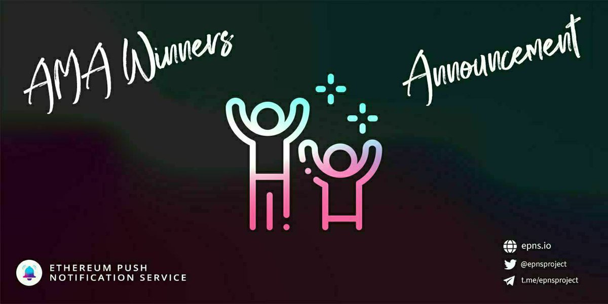 👏 Congratulations to all the winners of #EPNS × <a href="/zebpay/">ZebPay</a> AMA!✨

Twitter Winners:
🎖️ <a href="/iamchathush/">iamchathush</a>
🎖️ @Nevins61260772
🎖️ <a href="/AkihisaMori45/">Akihisa Mori</a>
🎖️ <a href="/huyenthuvu7549/">Vũ Huyền Thư</a>
🎖️ @BenliBenli12

📩 Twitter winners please DM <a href="/epnsproject/">EPNS | $PUSH</a> for further procedure.
#PUSH4ZebPay #AMA