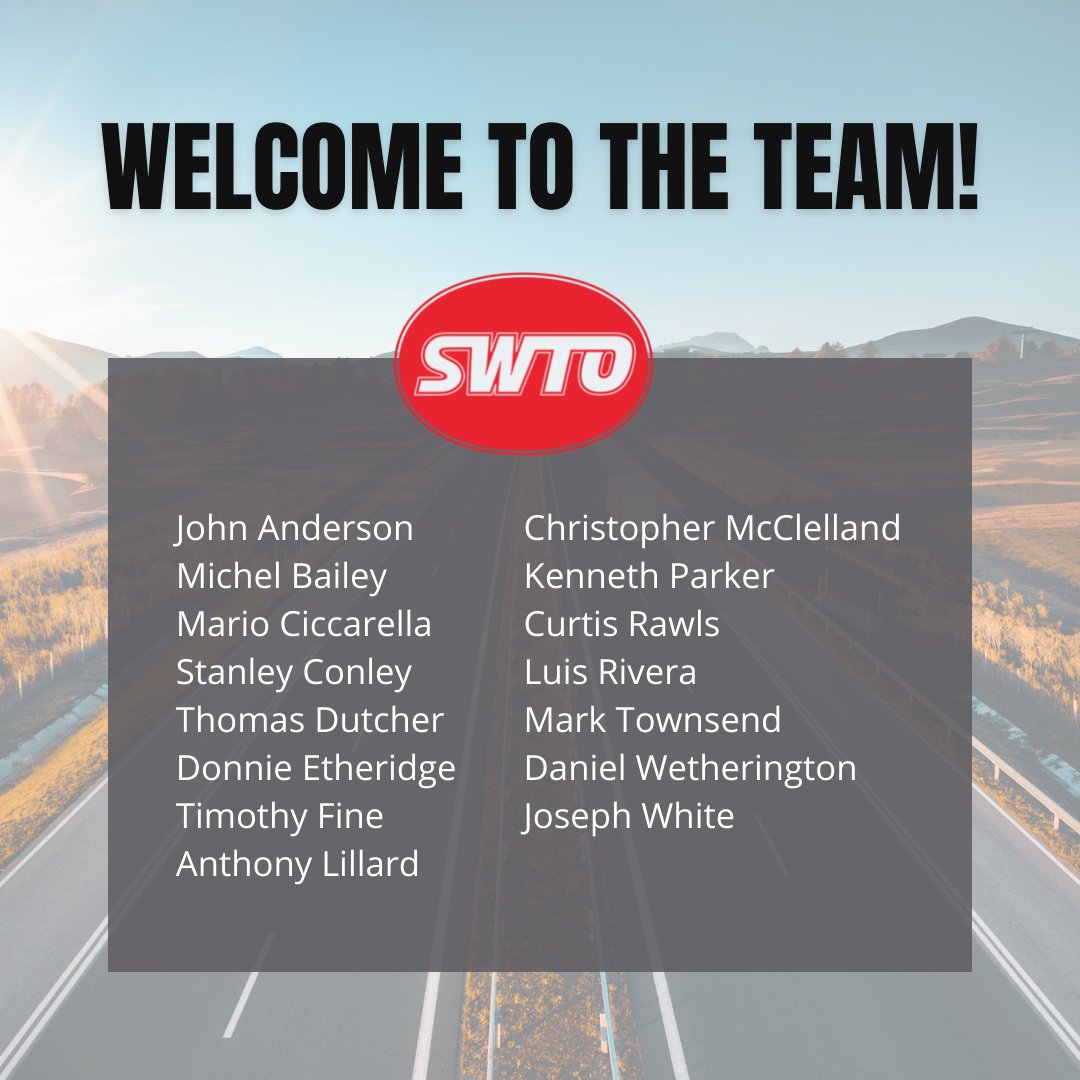 SWTOLLC's tweet photo. Help us welcome our new team members who joined our #SWTO family in November! We're so happy you're a part of our @SWTOLLC team. #trucking https://t.co/GsRHZIo46R