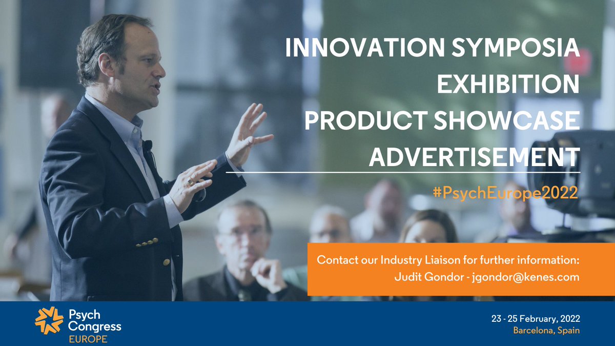 Do you have research to share at #PsychEurope2022? Organize an innovation symposium and present your company’s #psychiatric products!
👉Contact our Industry Liaison: Judit Gondor at: jgondor@kenes.com.
👉Find out more about our opportunities: bit.ly/3m8E6M3