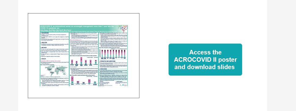**ACROCOVID II findings**
Our international survey looked at the impact of Covid19 on people living w/ #acromegaly &amp; on the endocrinologists managing their care. Findings were presented at #NORDSummit <a href="/RareDiseases/">National Organization for Rare Disorders (NORD)</a>. 
See the poster &amp; slides: ow.ly/sPKg50H8jj2
#pituitary