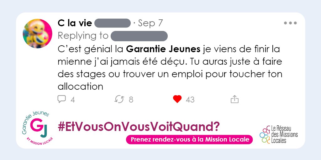 Et oui, pas de déception avec la Garantie Jeunes ! 
 #GarantieJeunes #MissionsLocales #GarantieJeunes #aides #accompagnement #collectif <a href="/Travail_Gouv/">Ministère du Travail</a>
 <a href="/UNmissionlocale/">UNML</a> <a href="/ArmlOccitanie/">ARML Occitanie</a>