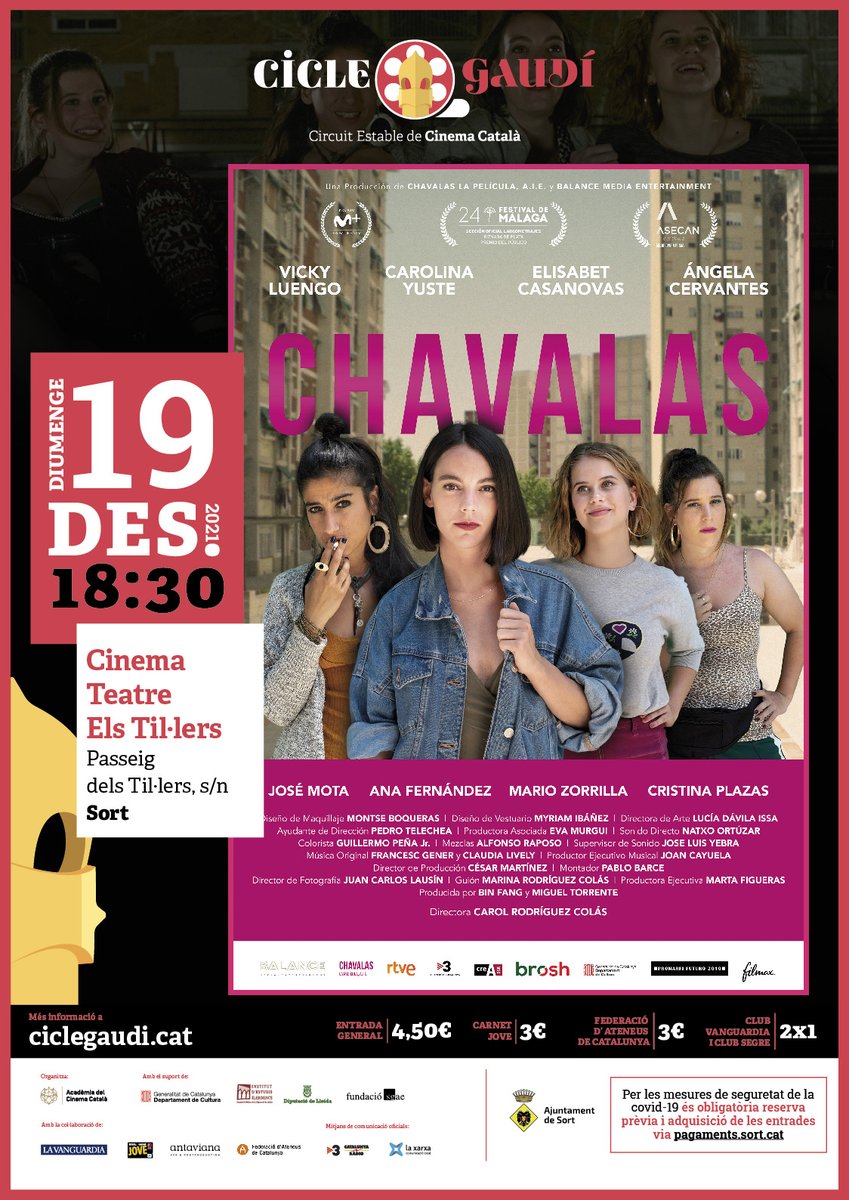 🎬 Recordeu, aquest vespre a 2/4 de 7 de la tarda (18.30h) projecció #CicleGaudí del film "Chavalas" de la directora <a href="/ohcaroloh/">Carol Rodríguez Colás</a> 

ℹ️ sort.cat/esdeveniments/…
🎟️ pagaments.sort.cat/producte/cicle…

#ComparteixEmocions #RegalaCultura