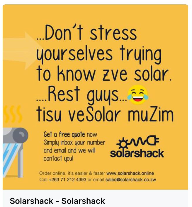 SolarShack's tweet photo. #SOLARSHACK 
#SOLARPOWER 
#GIVINGYOUENERGYNATURALLY ##SOLAR
@TarcueM @Tech_Madziva @REAZimbabwe @noveladszw @ https://t.co/t7EzXVQ85w