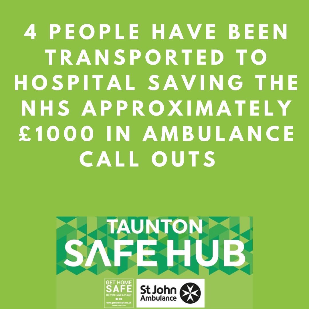 We have already helped people get home safe. If you need help this weekend please come and see us in Taunton town centre <a href="/SjaTaunton/">St John Ambulance - Taunton Unit</a> <a href="/stjohnambulance/">St John Ambulance England</a> #gethomesafeuk