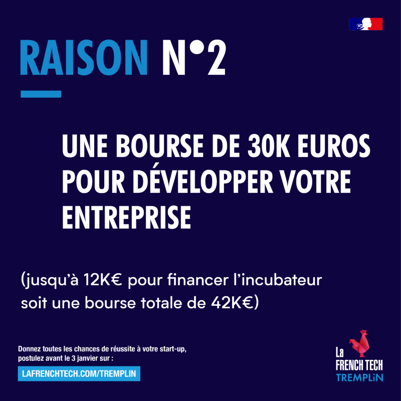 LaFrenchTech's tweet photo. #FrenchTechTremplin | Au cas où on aurait encore besoin de vous convaincre… 5 bonnes raisons de participer à l’Incubation French Tech Tremplin 👀 
➡️  Postulez avant le 3 janvier 👇
#AAC #incubateur #startup