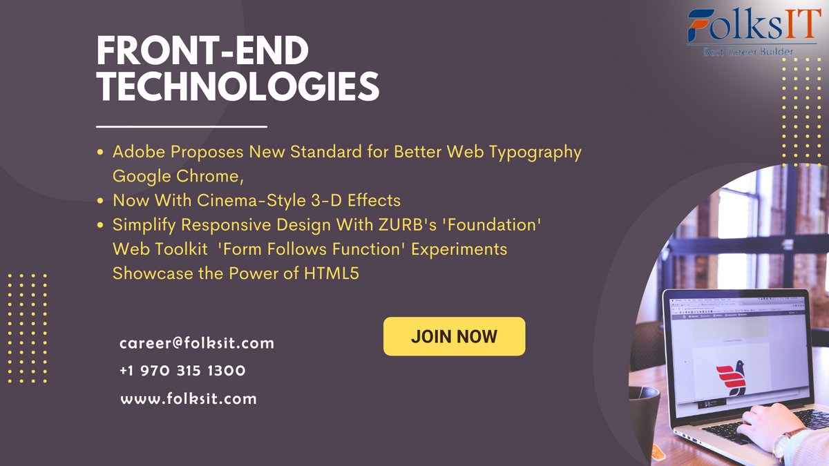 Folksitelearn's tweet photo. Web developers are always -@ https://t.co/oi1SMIIyEA in demand and that is the reason #HTML courses are very popular. Pursue HTML courses and become a web developer.
#webdesigner #html5 #softwaredeveloper #programmer #webdevelopment #coding #javascript #followforback #folksit https://t.co/TyZvaEu8WY
