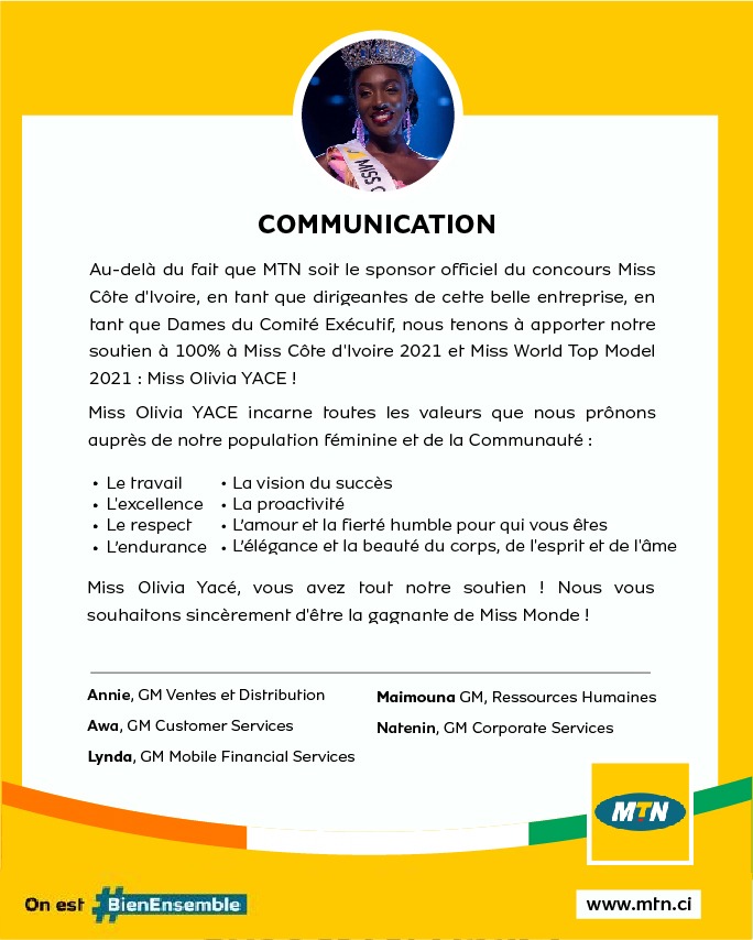 Go Olivia YACE !
C´est la Côte d'Ivoire qui gagne 🇨🇮

#MissCI
#MissWorld70 
#MissWorld 
#OliviaYace