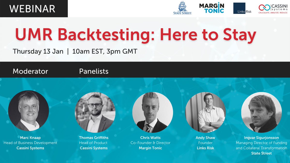 CassiniSystems's tweet image. Join @StateStreet, Margin Tonic, Links Risk Advisory and @CassiniSystems on 13 Jan, as we delve into the world of #UnclearedMarginRules (UMR) #Backtesting. Register free today: lnkd.in/da-PVDfC