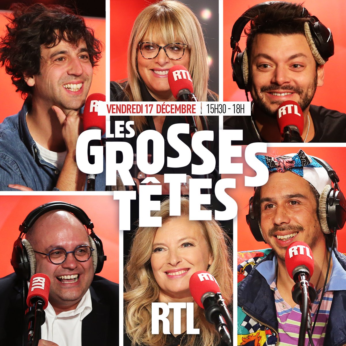 GrossesTetesRTL's tweet photo. 🎸⚽🎬✒💎🤣 Bonjour à tous ! Découvrez #LesGrossesTêtes du vendredi #17décembre. Autour de @ruquierofficiel aujourd’hui : @kevadamsss, @CarolineDiament, #DavidBoring, @valtrier, @max_boublil et @riouyoann. ⏰ Rendez-vous à 15h30 sur @RTLFrance ✅ https://t.co/14TGhkPUMl