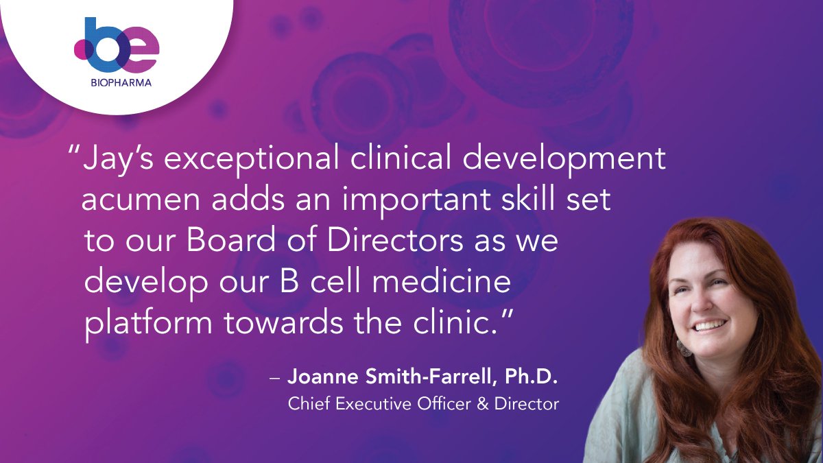 bebiopharma's tweet photo. We’re excited to have Jay Backstrom, M.D., M.P.H., Former Head of R&amp;D at Acceleron, join Be Bio’s Board of Directors! Jay is a seasoned leader bringing over 30 years of experience guiding biotechnology companies through research and development. Read more: https://t.co/7bFQaIdH5a https://t.co/4ZZ6jDghiW