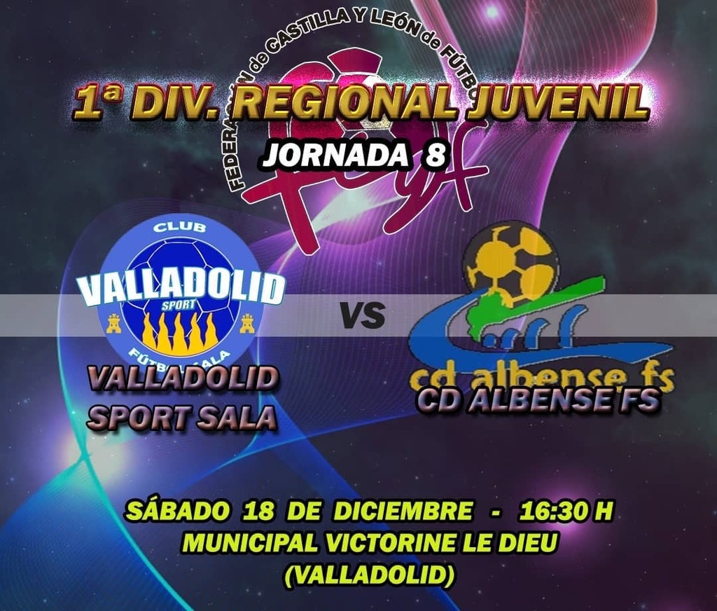 🏆 PRIMERA REGIONAL JUVENIL

⚽ @valladolidsportsala 🆚 <a href="/albensefs/">Piensos Durán Albense FS</a> 

⚽ <a href="/intersala/">C.D.Intersala</a> 🆚 @atleticobenavente 

#FZS instagr.am/p/CXirnDsj35j/