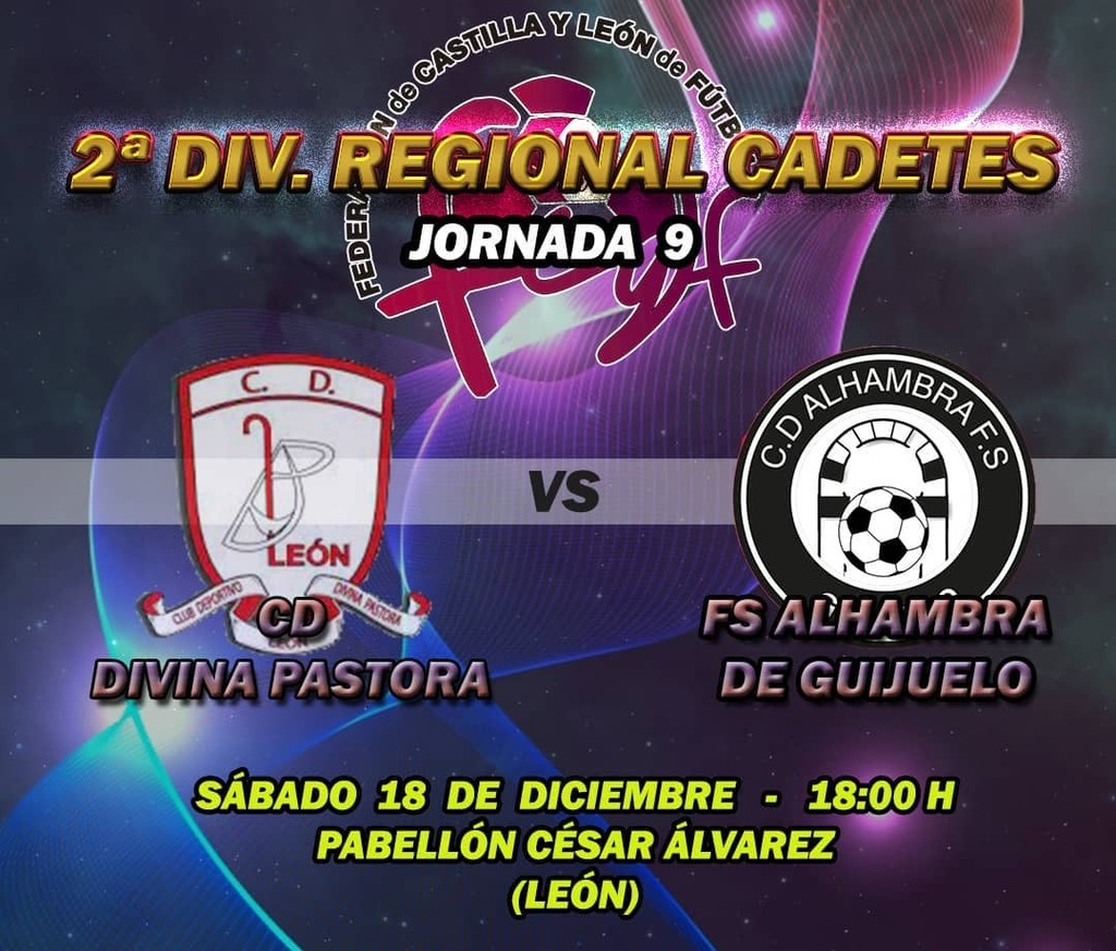 🏆 SEGUNDA REGIONAL CADETE

⚽CD Divina Pastora 🆚 @alhambradeguijuelofs 

#FZS instagr.am/p/CXitc9eDYgt/