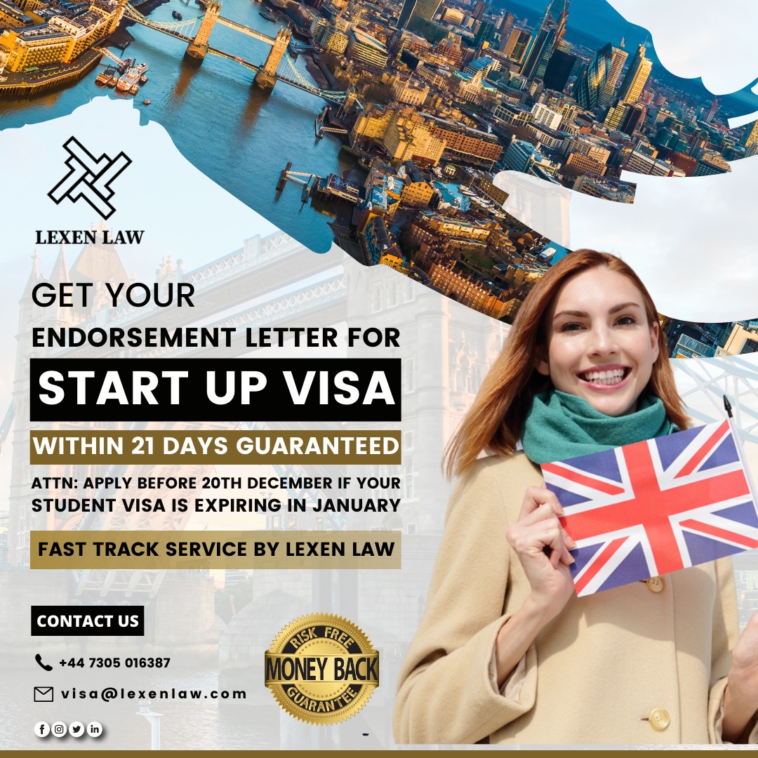 lexenlaw's tweet image. Get Your Endorsement Letter for Start up Visa within 21 Days Guaranteed.

Attn: Apply before 20th December if your Student visa is expiring in January.

Fast Track Service by Lexen Law

#laxenlaw #studyvisaprovider #innovatervisa #studyvisaexpert #visaconsultants #immigration