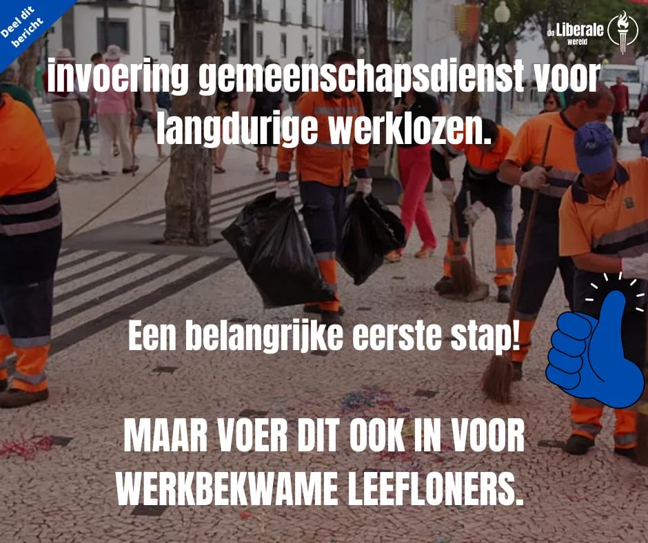 liberalewereld's tweet photo. De invoering van de #gemeenschapsdienst voor langdurige werklozen is een belangrijke eerste stap.

➡️ De cijfers tonen echter aan dat vooral wat betreft het leefloon we nog moeten stimuleren. 

✅ Voer ook de gemeenschapsdienst in voor werkbekwame leefloners.

#ocmw #activeren https://t.co/qiRmlIKiA0
