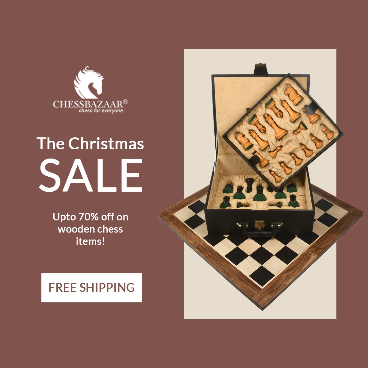chessbazaar's tweet photo. The christmas sale upto 70% off on wooden chess items....!
Order Now: https://t.co/YmOate2lzI
#chessitems #Chessbazaar #chesspieces #chessets #storagebox #chessboard https://t.co/QlNK43TO0m