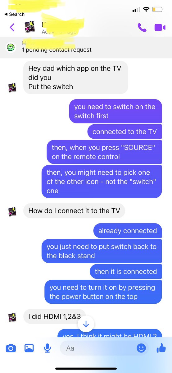 rayychan's tweet photo. My first ever full online conversation with my daughter - what about? How to put #Nintendo #Switch on TV when Daddy is at work!?? Of course!
#GrowingUpToQuick https://t.co/VJKVmlARKi