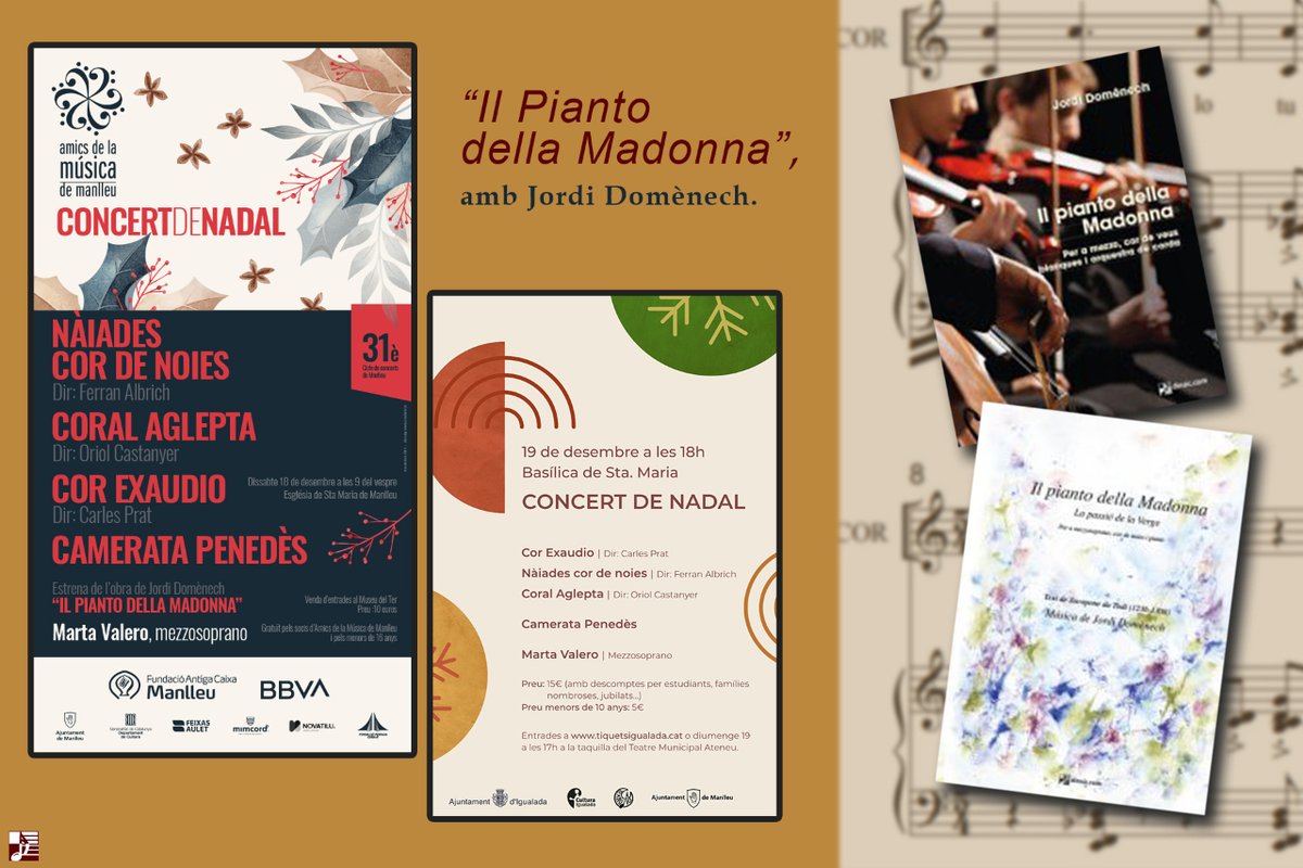 Dinsic's tweet photo. 📣 El #compositor i autor de la casa, @dumesubi, estrena la seva obra 𝘐𝘭 𝘗𝘪����𝘯𝘵𝘰 𝘥𝘦𝘭𝘭𝘢 𝘔𝘢𝘥𝘰𝘯𝘯𝘢 en forma de concerts de Nadal! 👇
📍Manlleu,18 desembre, 21.00h
📍Igualada,19 desembre, 18.00h
📲Més info i accés a l'obra, aquí!➡ https://t.co/zdcQjePH8j #Dinsic https://t.co/JBGjIaX8tA