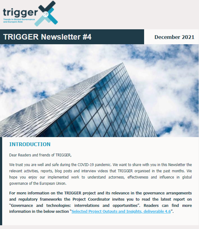 triggerproject1's tweet photo. 🙌TRIGGER Newsletter 4 is online!
We want to share with you the relevant activities, 📚reports, ⌨️blog posts and 📽️interview videos that TRIGGER organised in the past months - incl. our work to understand #actorness, and #globalgovernance of the 🇪🇺. 👉https://t.co/DfnlnJCwrt https://t.co/6QgWX0TW7s