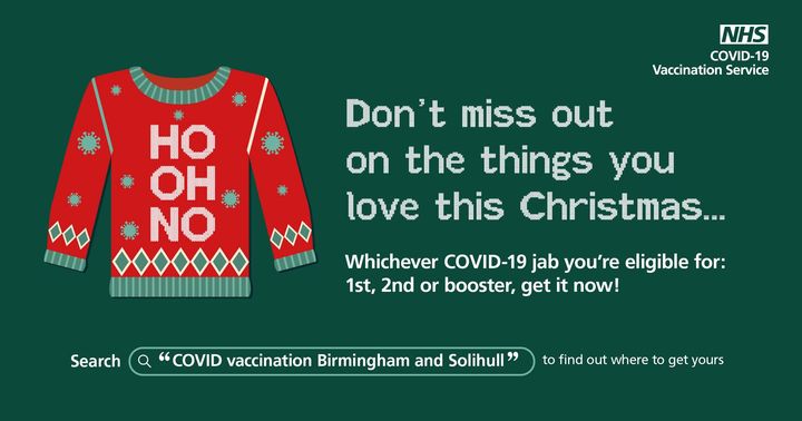 NHSBSol's tweet photo. Protect yourself, your loved ones and your festive plans. 

💉 Get your first, second or booster dose of the COVID-19 vaccine at a walk-in clinic.

✅ No appointment needed
✅ Choice of locations

➡️ Find more details and your nearest walk-in clinic here: https://t.co/kONYFA1Hcs https://t.co/jBDa52mlxt