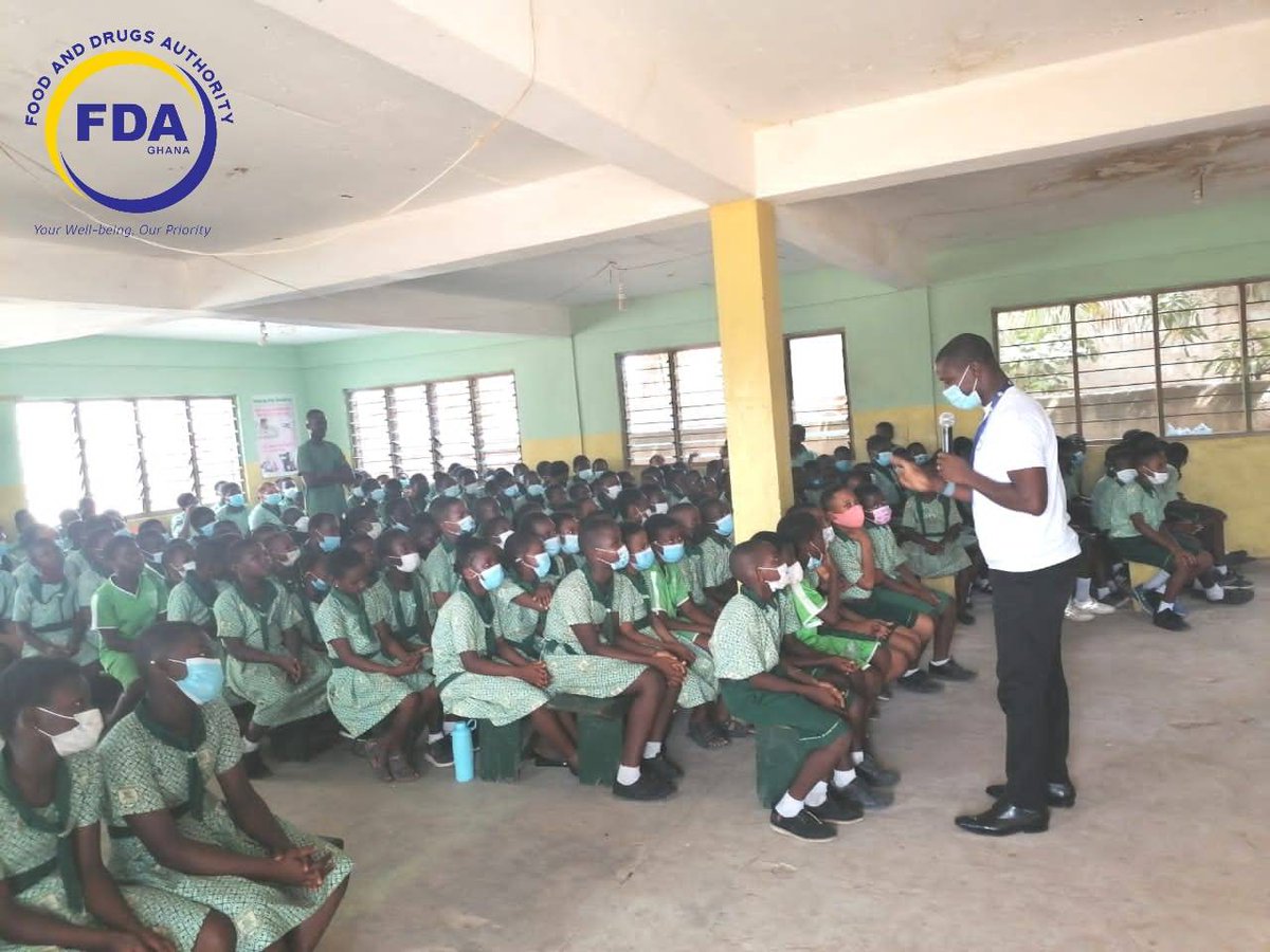fdaghana's tweet photo. Public Education on good Food Safety practices at Richester School in Ashaiman. Train them young and they will not depart from it. 
FDA...Your Well-being, Our Priority. https://t.co/UtVocCIfMP