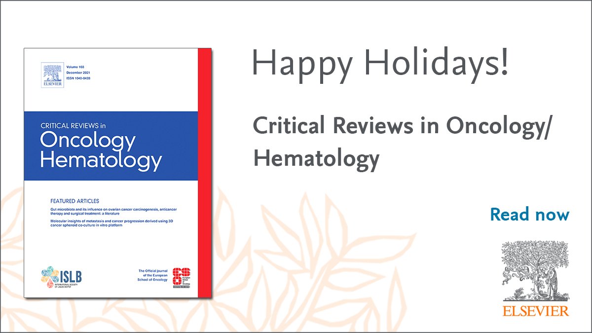 Critical Reviews in Oncology Hematology (CROH) (@chematology) on Twitter photo The Editor in Chief <a href="/ChristianRolfo/">Christian Rolfo</a> and the Deputy Editors <a href="/UmbertoMalapel1/">Umberto Malapelle</a> <a href="/elisagiovan/">Elisa Giovannetti</a> wish everyone happy Holidays. The Editor in Chief <a href="/ChristianRolfo/">Christian Rolfo</a> and the Deputy Editors <a href="/UmbertoMalapel1/">Umberto Malapelle</a> <a href="/elisagiovan/">Elisa Giovannetti</a> wish everyone happy Holidays.