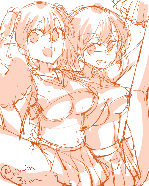 二航戦チア、まだラフなのにもう最高なんだけど…(自画自賛) 