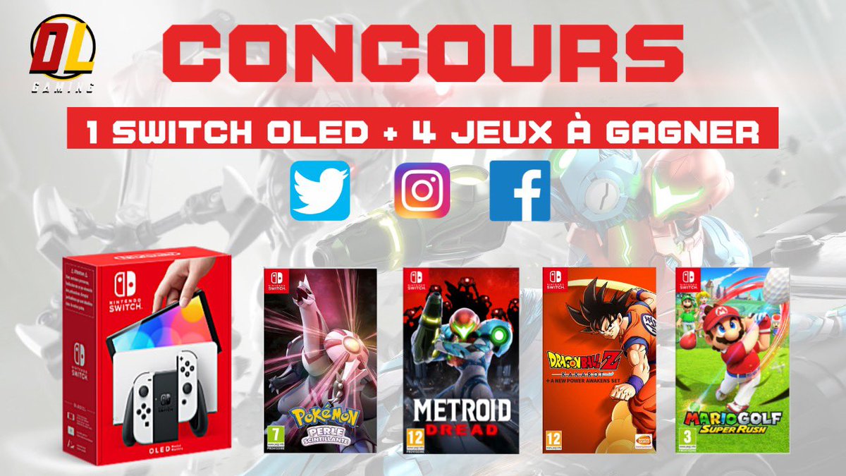 DLGAMING22's tweet photo. 🎁 #CONCOURS

1 Switch OLED &amp; 4 jeux à gagner 

𝗣𝗼𝘂𝗿 𝗽𝗮𝗿𝘁𝗶𝗰𝗶𝗽𝗲𝗿 :
🔴RT &amp; Suivre @DLGAMING22 
🔴Être abonné à ma chaine YouTube https://t.co/JoYyEDntXV (capture)
🔴Mentionnez 2 amis

Bonne chance 
TAS 31/12/21
Doublez Instagram 
#Giveaways #NintendoSwitchOLED https://t.co/BMxqVm09gj