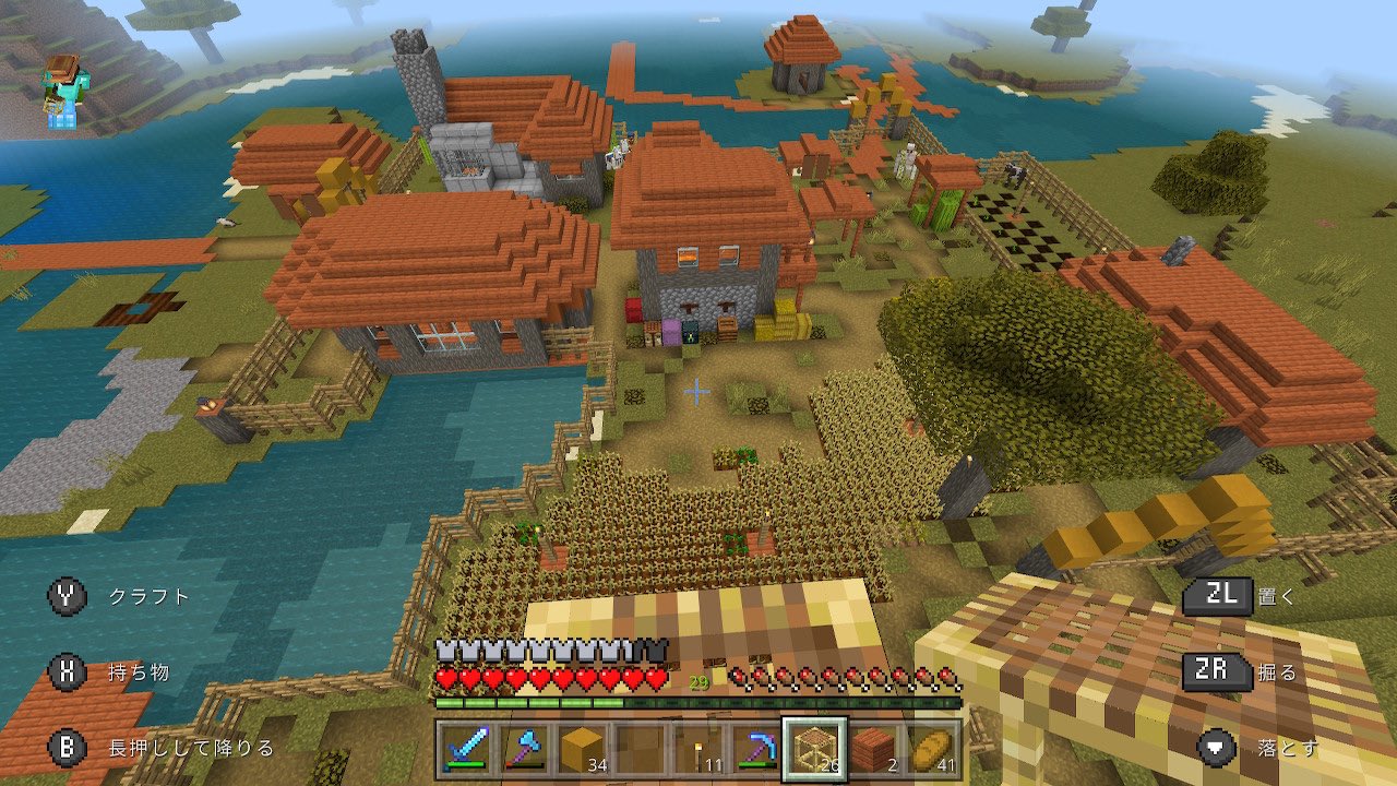Nami マイクラ日記 39村の整備 ここは1 17の時に発見していた村 ここより先は未開の地で 先日地図埋めをしてきた ここを拠点に新バージョンの洞窟探検に行こうかな ワールド初のサバンナ村 湖に囲まれたのどかな村だけど前哨基地がすぐ近くにある