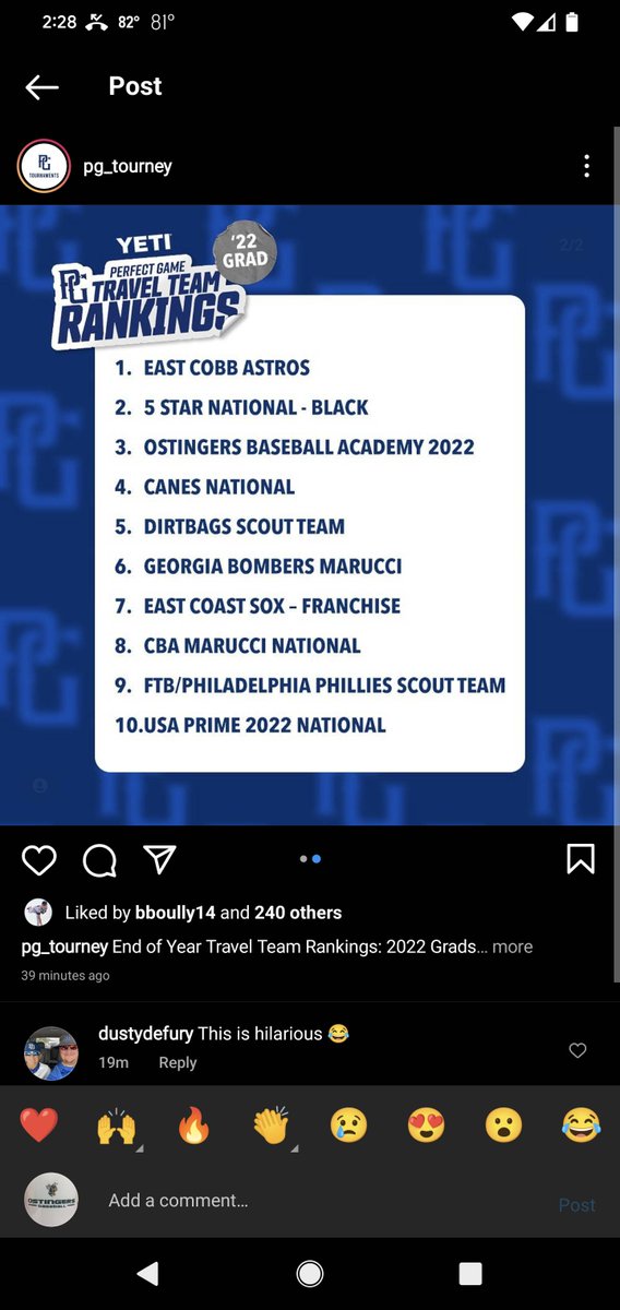 Proud of 2022 @OstingerAcademyplayers for believing in the process and committing to their teammates. Together we accomplished a lot! Fresh off @PerfectGameUSAWWBA World 🏆&amp; #3 in the nation #poweroftheO        ://www.instagram.com/pg_tourney/p/CXg56xDuZ6U/?utm_medium=share_sheet
