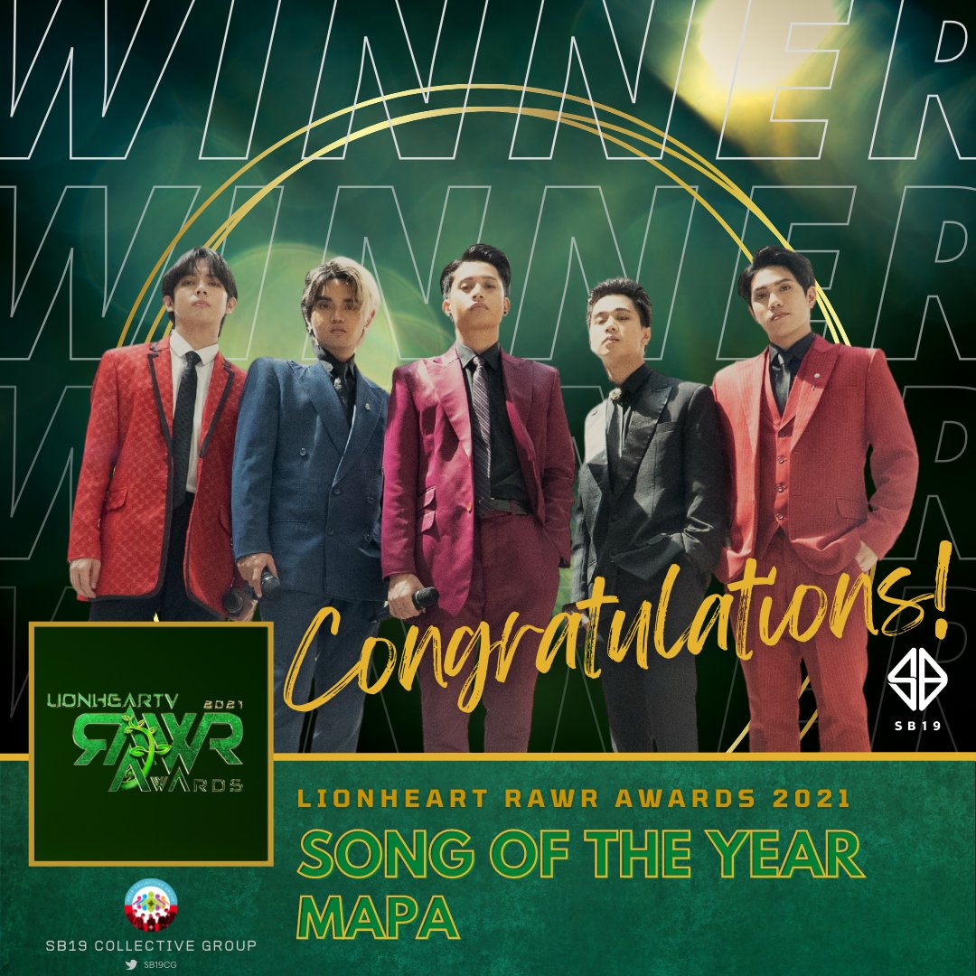 Congratulations! SB19 for Winning RAWR AWARDS 2021 SONG of the YEAR - MAPA

<a href="/SB19Official/">SB19 Official</a> #SB19
#SB19OZCinemaScreening
#SB19onRAWRAwards