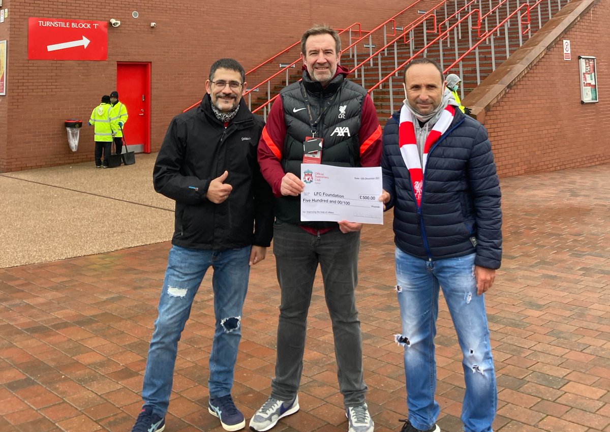 LFCFoundation's tweet photo. We were delighted to welcome OLSC Cyprus to Anfield for the #AVFC match, as winners of the #LFCF 'Fundraising Challenge' 👏
To round off their trip, they generously made a donation of £500 ❤️
Here they are pictured with our CEO, @MattParishLFCF 📷
Thank you 🙌 https://t.co/R3rZ8LZ1j6