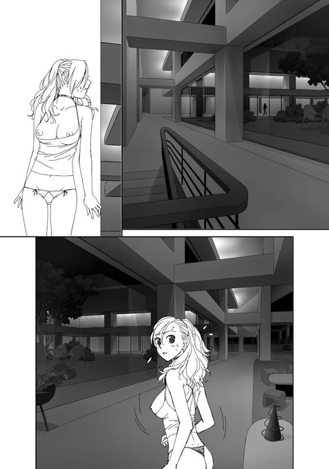 「My doll house」の下描き
台詞フキダシ擬音無し絵その、123

ちょっと変な見た目のラフですが、背景が先に出来ちゃってるのでキャラが変にならないよーに白のベースを付けています😳 