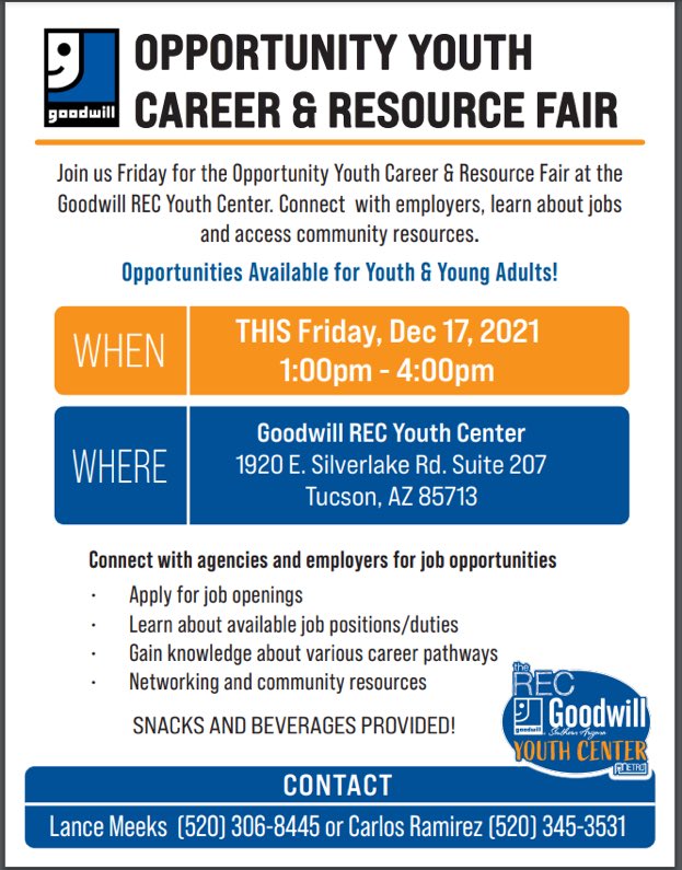 Margo Susco-TucsonPD (@margosusco) on Twitter photo Please join <a href="/Tucson_Police/">Tucson Police Dept</a> & our community partners tomorrow at the <a href="/goodwillsouthaz/">Goodwill of Southern Arizona</a> REC Center for our Opportunity Youth Career & Resource Fair. 1pm -4pm. #BetterTogether #pathwaystoemployment #gettoknowTPD Please join <a href="/Tucson_Police/">Tucson Police Dept</a> & our community partners tomorrow at the <a href="/goodwillsouthaz/">Goodwill of Southern Arizona</a> REC Center for our Opportunity Youth Career & Resource Fair. 1pm -4pm. #BetterTogether #pathwaystoemployment #gettoknowTPD